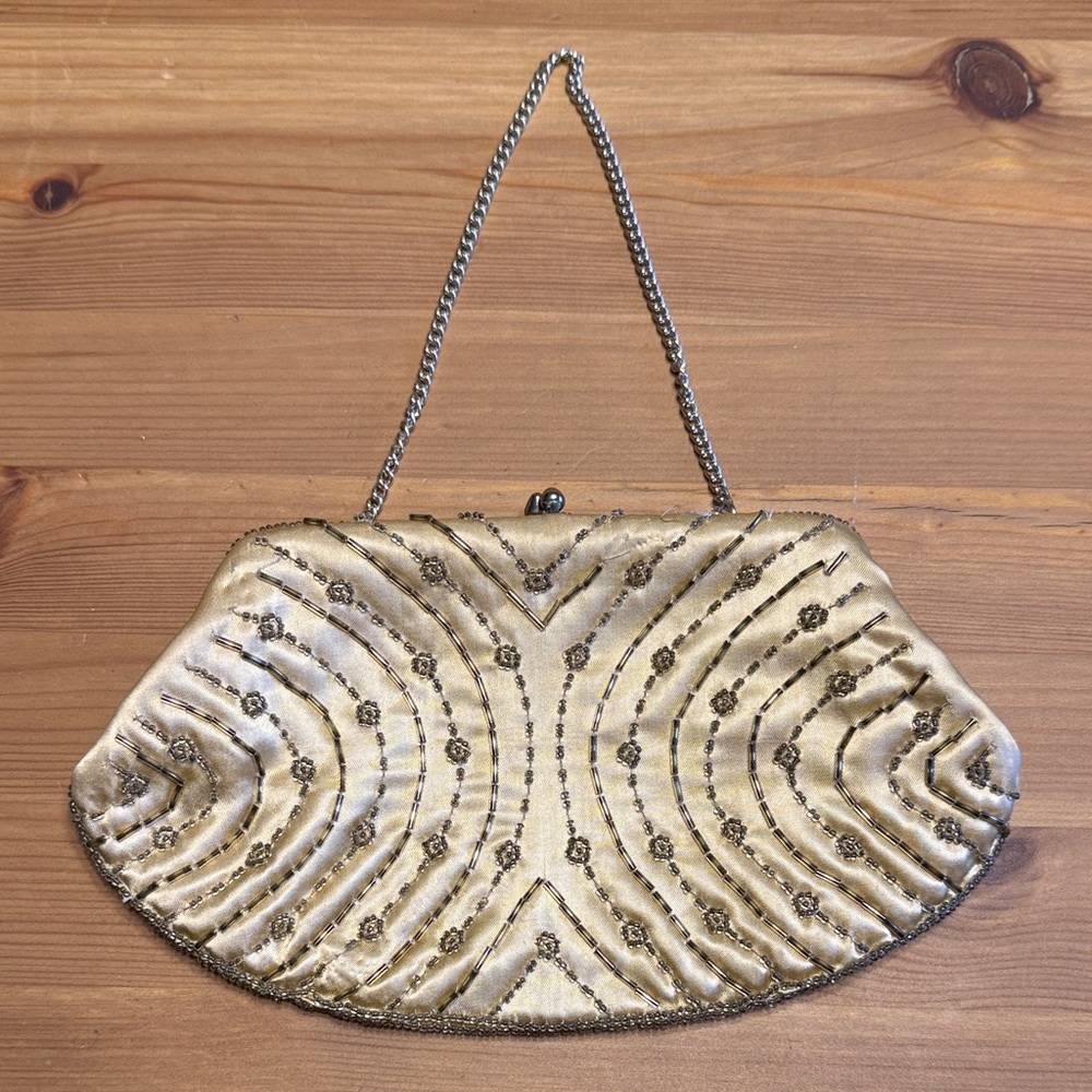 Vintage Gold Beaded Clutch